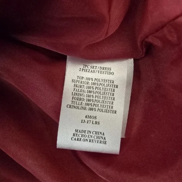 Baby Girl Floral Lined Burgundy Dress with Diaper Cover set of 2 - Picture 8 of 9